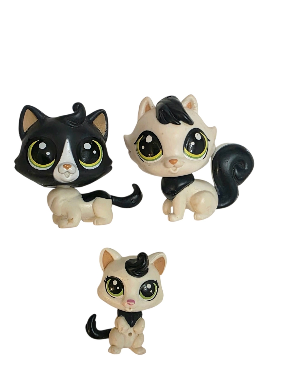 Littlest Pet Shop LPS‎ Felinsky Family Set #320 #319 #321 Cats Black White Toys